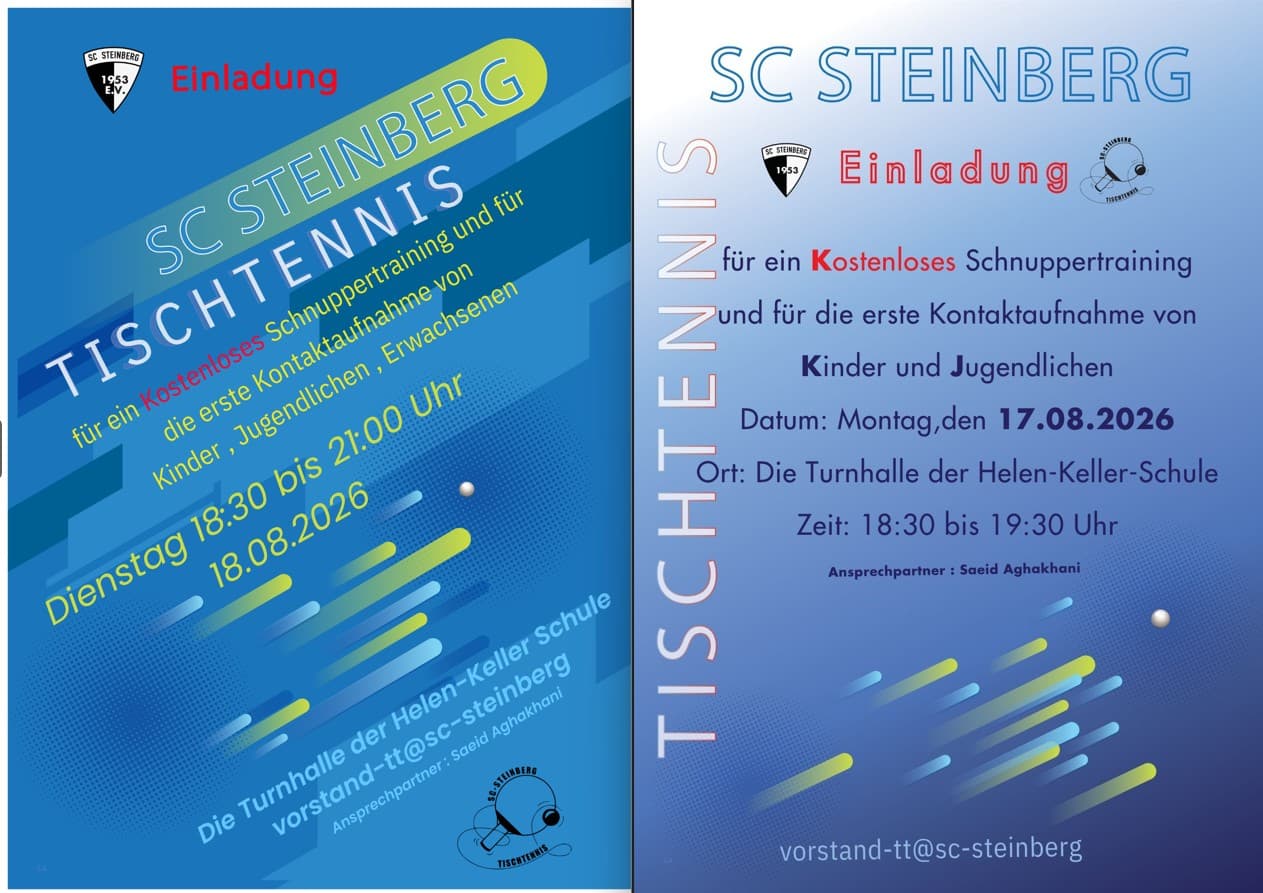 Einladung zum Schnuppertraining